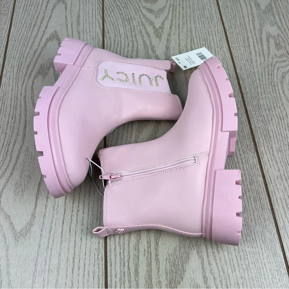 Juicy Couture Girl's Carlsbad Gem Embellished Boots 4 Kids Pink $50 FB3090
